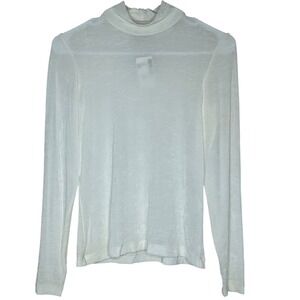 BCBG Paris Off 5th Avenue NWT VTG Ivory Mock‎ Neck Long Sleeve Top Size LP Chic